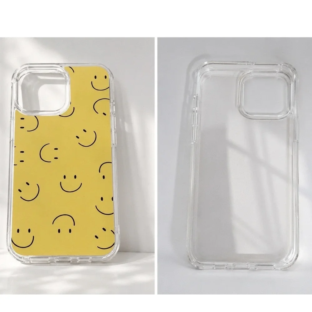 Yellow Happy Face Clear Hybrid Phone Case iPhone 13 Pro Max Crystal II‎ 81-03